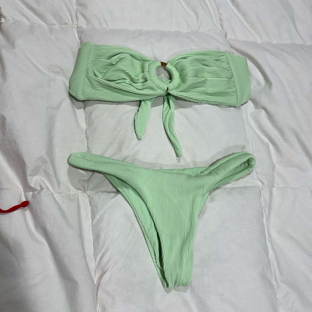 Kulani Kinis Neon Green Ribbed Bikini